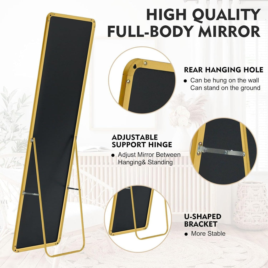 Full Length Mirror 147x37cm – Rectangle Standing & Wall Mounted Dressing Mirror
