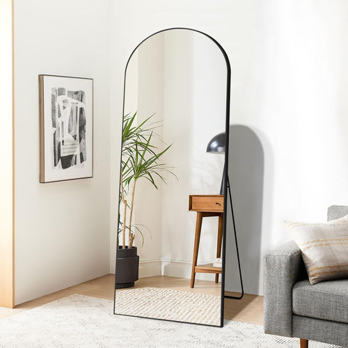 Decorhills Arched Full Length Mirror 80×180 cm – Standing & Wall Mounted Floor Mirror (Black)