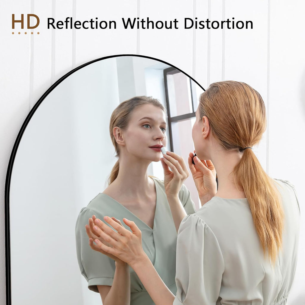 Decorhills Arched Full Length Mirror 80×180 cm – Standing & Wall Mounted Floor Mirror (Black)