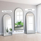 Decorhills Arched Full Length Mirror 80×180 cm – Standing & Wall Mounted Floor Mirror (Black)