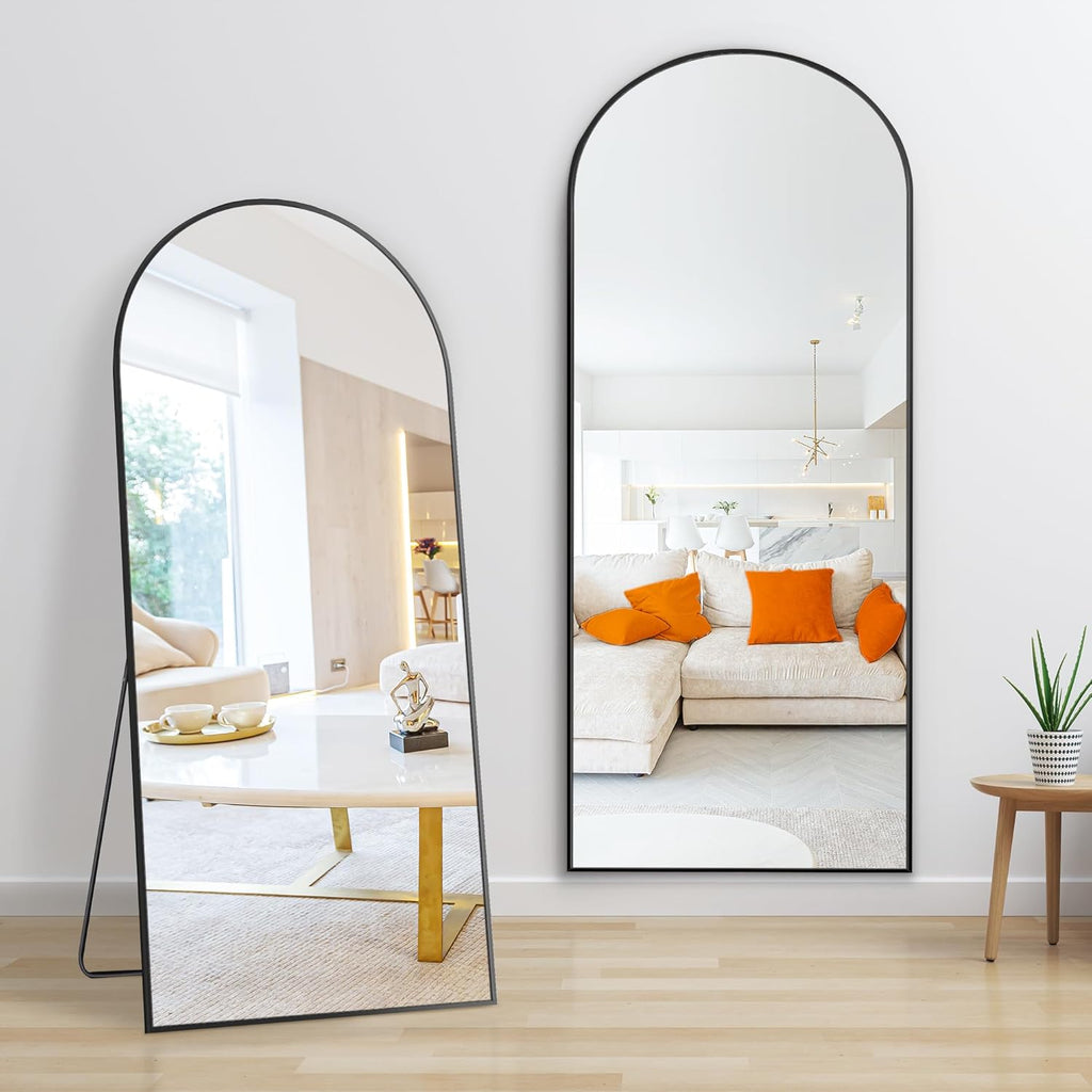 Decorhills Arched Full Length Mirror 80×180 cm – Standing & Wall Mounted Floor Mirror (Black)
