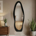 Decorhills Irregular Wave Full Length Mirror – Modern Black Wood Frame Wall-Mounted & Leaning Body Mirror (120x40cm)
