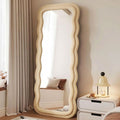 Decorhills Double Wavy Full Length Mirror – Modern Velvet Fabric Wrapped Irregular Standing & Wall-Mounted Mirror