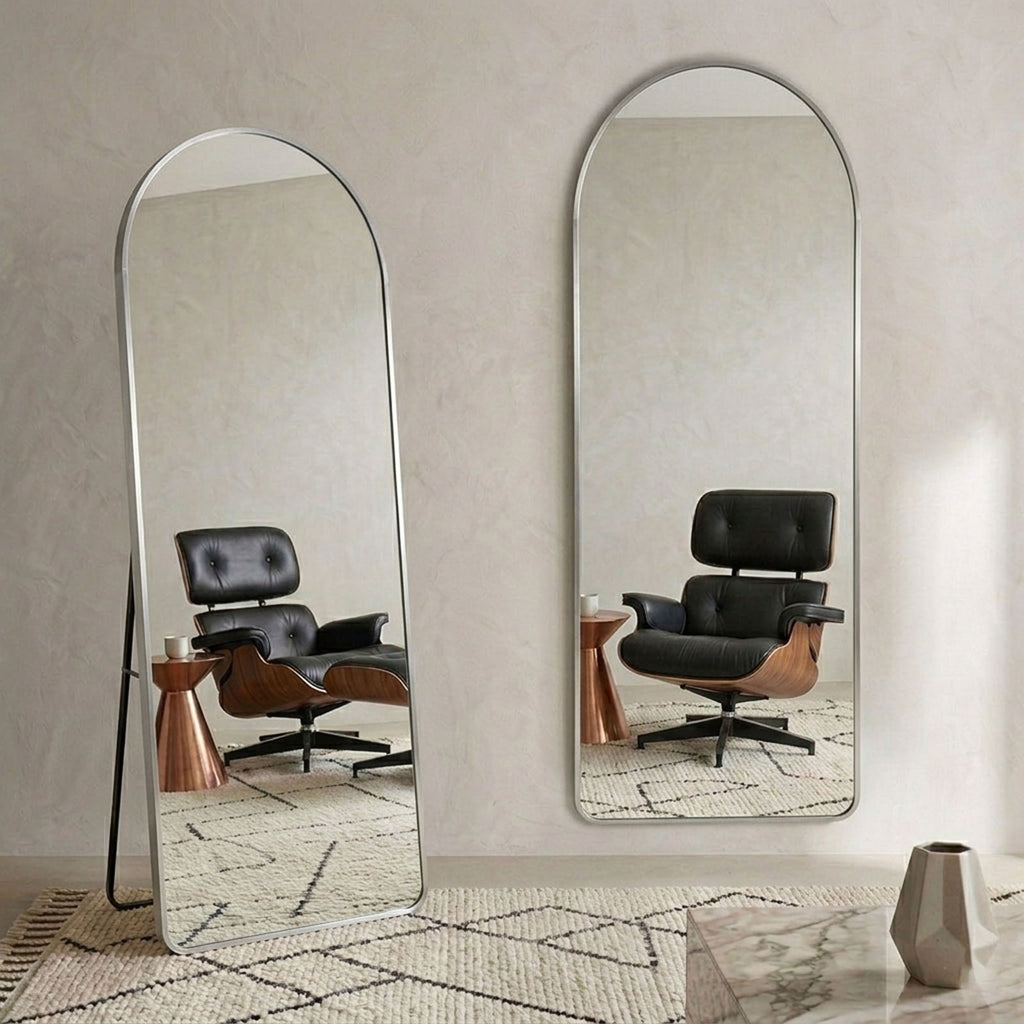 Decorhills Arched Full Length Mirror – Premium Aluminum Alloy Standing & Wall-Mounted Mirror for Bedroom (180x65cm)
