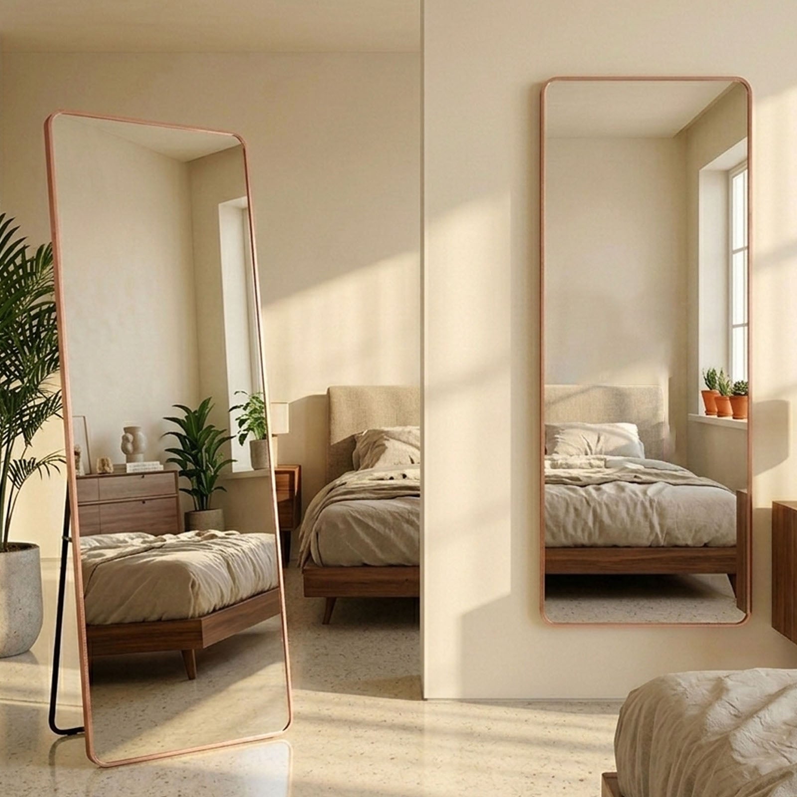 Decorhills Large Full Length Mirror – 180x65cm Premium Aluminum Alloy Brushed Frame Standing & Wall-Mounted Mirror