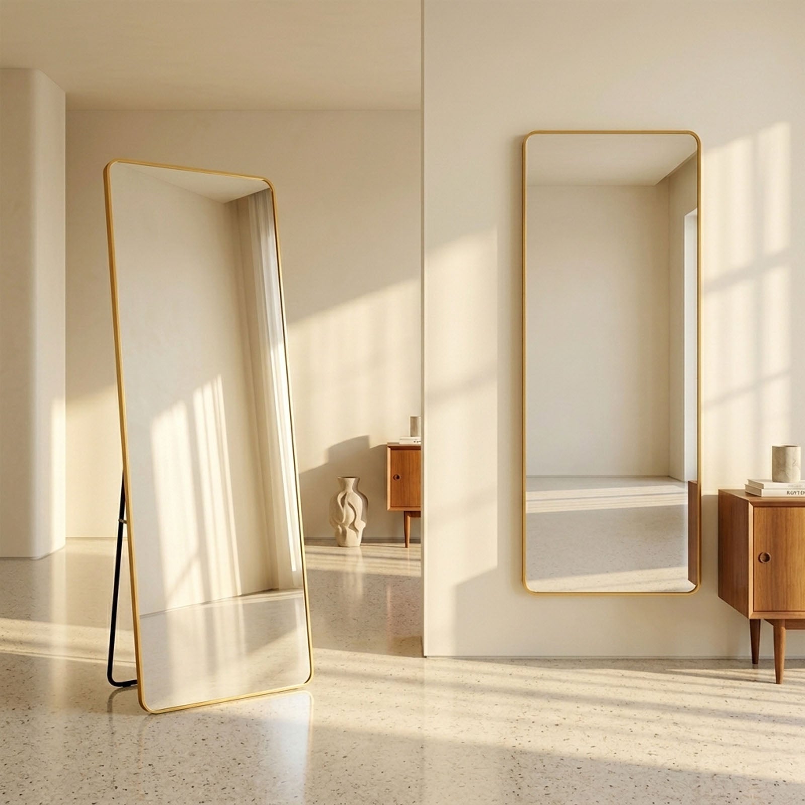 Decorhills Large Full Length Mirror – 180x65cm Premium Aluminum Alloy Brushed Frame Standing & Wall-Mounted Mirror