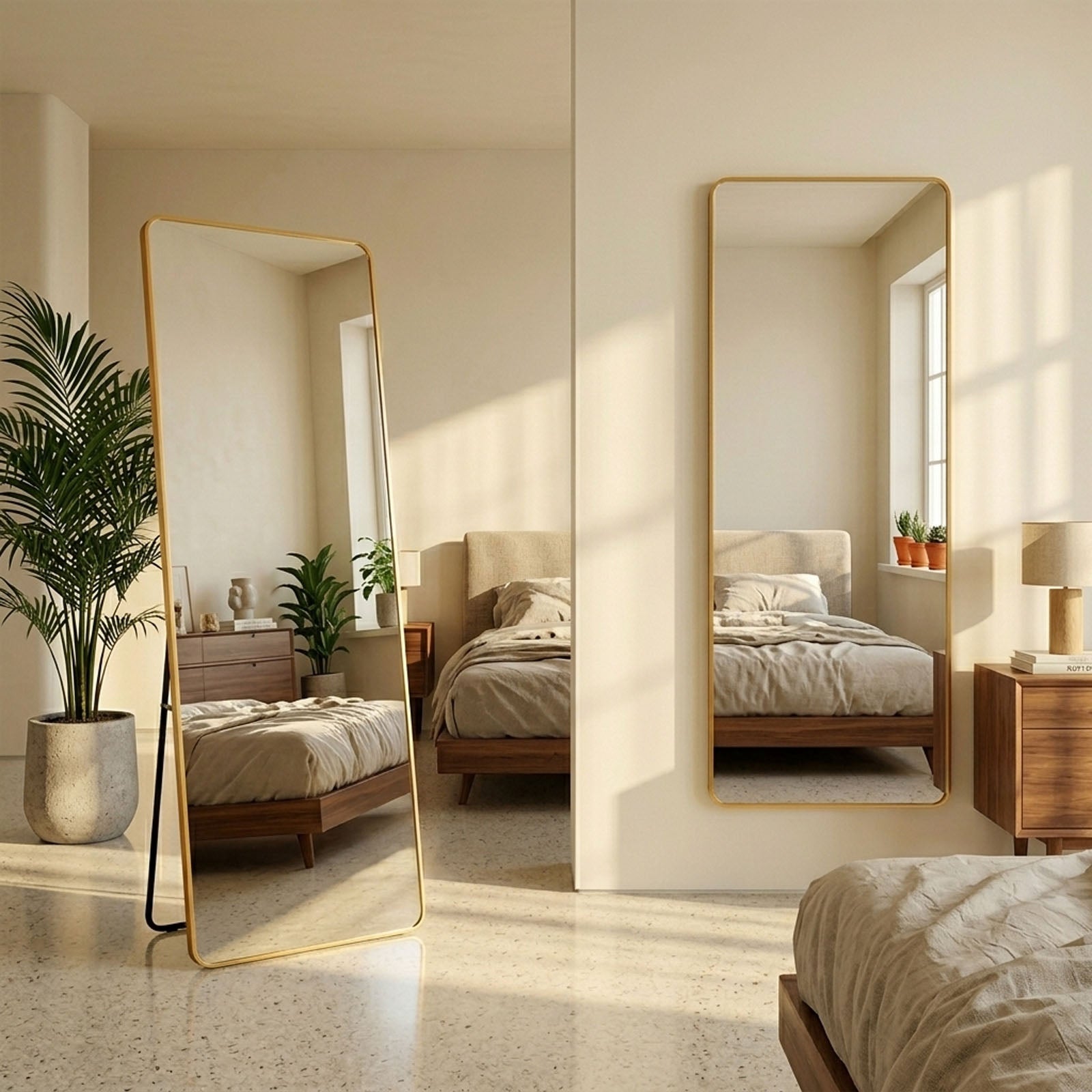 Decorhills Large Full Length Mirror – 180x65cm Premium Aluminum Alloy Brushed Frame Standing & Wall-Mounted Mirror