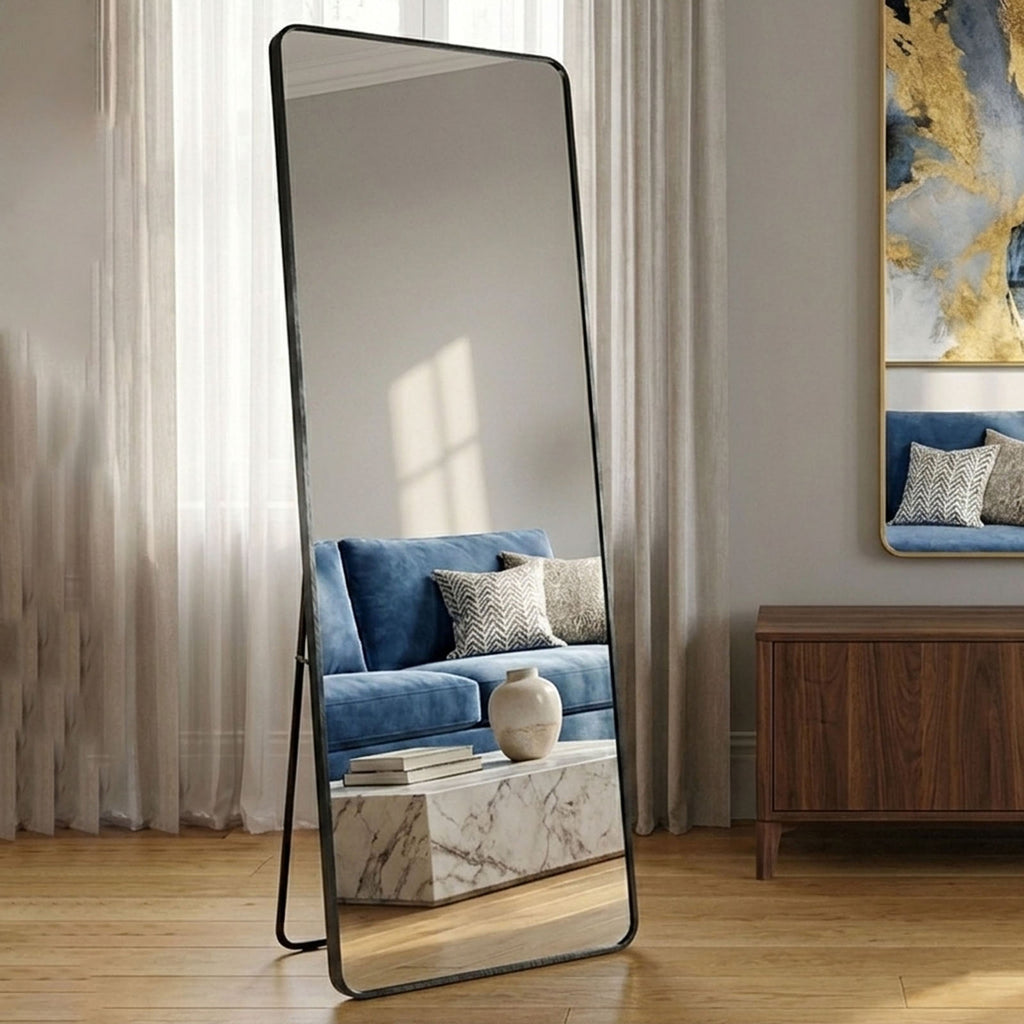 Decorhills Large Full Length Mirror – 180x65cm Premium Aluminum Alloy Brushed Frame Standing & Wall-Mounted Mirror