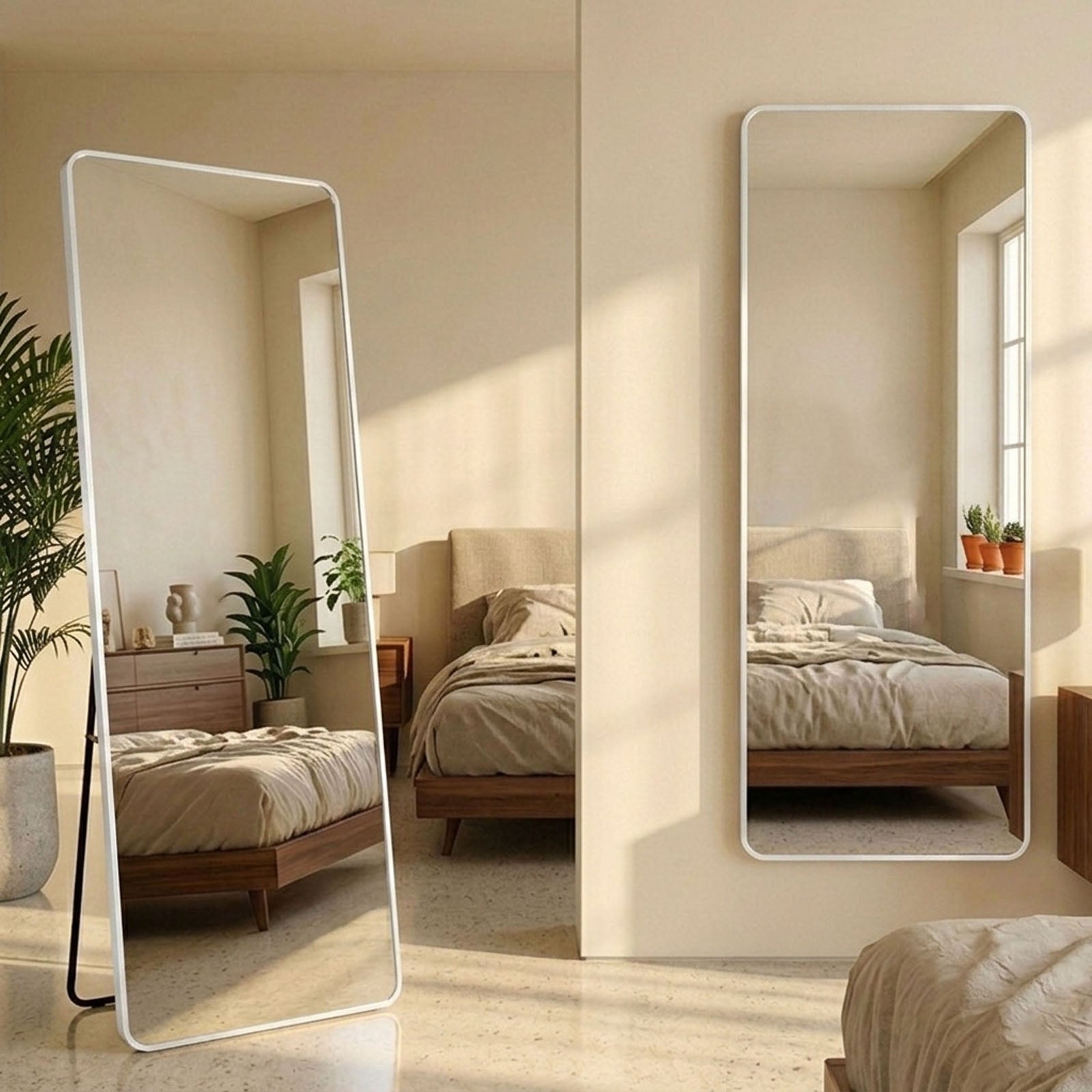 Decorhills Large Full Length Mirror – 180x65cm Premium Aluminum Alloy Brushed Frame Standing & Wall-Mounted Mirror