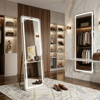 Decorhills LED Full Length Mirror – Aluminum Alloy Standing & Wall-Mounted Dressing Mirror with 3-Color Touch Control