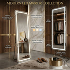 Decorhills LED Full Length Mirror – Aluminum Alloy Standing & Wall-Mounted Dressing Mirror with 3-Color Touch Control