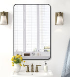 Decorhills Rectangular Wall Mirror 60×80 cm – Black Aluminum Frame | Horizontal & Vertical Hanging Bathroom Mirror