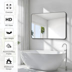 Decorhills Rectangular Wall Mirror 60×80 cm – Black Aluminum Frame | Horizontal & Vertical Hanging Bathroom Mirror