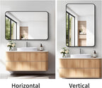Decorhills Rectangular Wall Mirror 60×80 cm – Black Aluminum Frame | Horizontal & Vertical Hanging Bathroom Mirror
