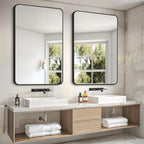 Decorhills Rectangular Wall Mirror 60×80 cm – Black Aluminum Frame | Horizontal & Vertical Hanging Bathroom Mirror