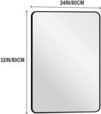 Decorhills Rectangular Wall Mirror 60×80 cm – Black Aluminum Frame | Horizontal & Vertical Hanging Bathroom Mirror