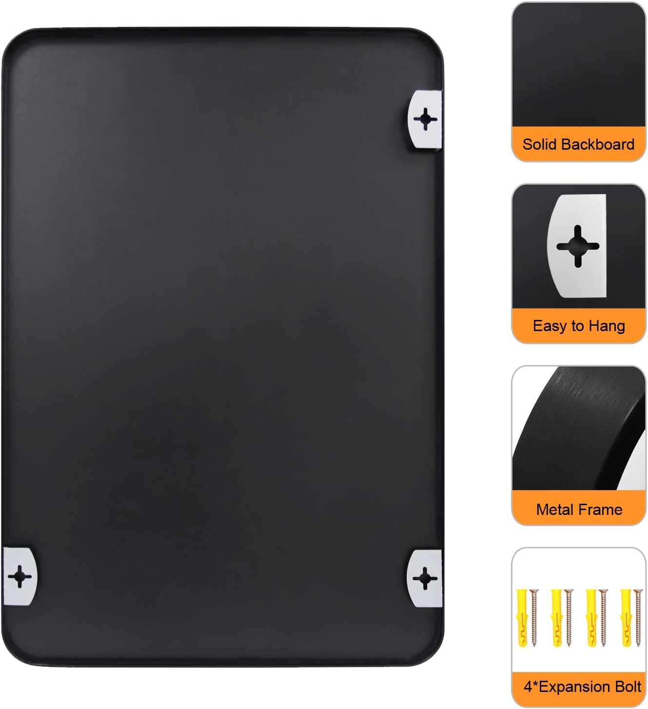 Decorhills Rectangular Wall Mirror 60×80 cm – Black Aluminum Frame | Horizontal & Vertical Hanging Bathroom Mirror