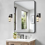 Decorhills Rectangular Wall Mirror 60×80 cm – Black Aluminum Frame | Horizontal & Vertical Hanging Bathroom Mirror