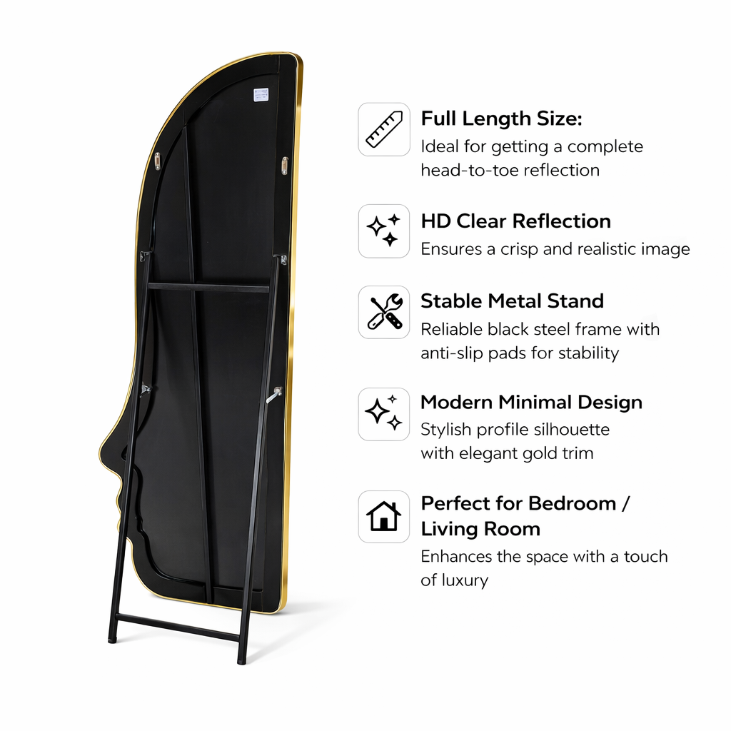Decorhills Face Shaped Full Length Mirror – Floor Standing & Wall Mounted for Bedroom & Living Room