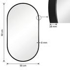 Decorhills Oval LED Bathroom Mirror – Black Brushed Aluminium Frame, 3 Colour Temperature Touch Control, Wall Mounted, 90 × 50 cm