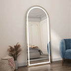 Decorhills Arched LED Full Length Mirror – Dimmable Touch Control, 3 Color Lighting, Aluminum Frame, Standing or Wall Mounted Floor Mirror