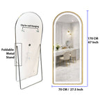 Decorhills Arched LED Full Length Mirror – Dimmable Touch Control, 3 Color Lighting, Aluminum Frame, Standing or Wall Mounted Floor Mirror