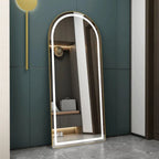 Decorhills Arched LED Full Length Mirror – Dimmable Touch Control, 3 Color Lighting, Aluminum Frame, Standing or Wall Mounted Floor Mirror