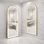 Decorhills Arched LED Full Length Mirror – Dimmable Touch Control, 3 Color Lighting, Aluminum Frame, Standing or Wall Mounted Floor Mirror