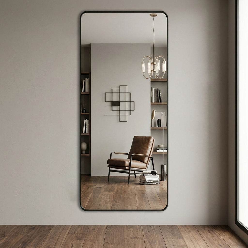 Decorhills Large Wide Full Length Mirror – 180x80cm Premium Aluminum Alloy Brushed Frame Standing & Wall-Mounted Mirror
