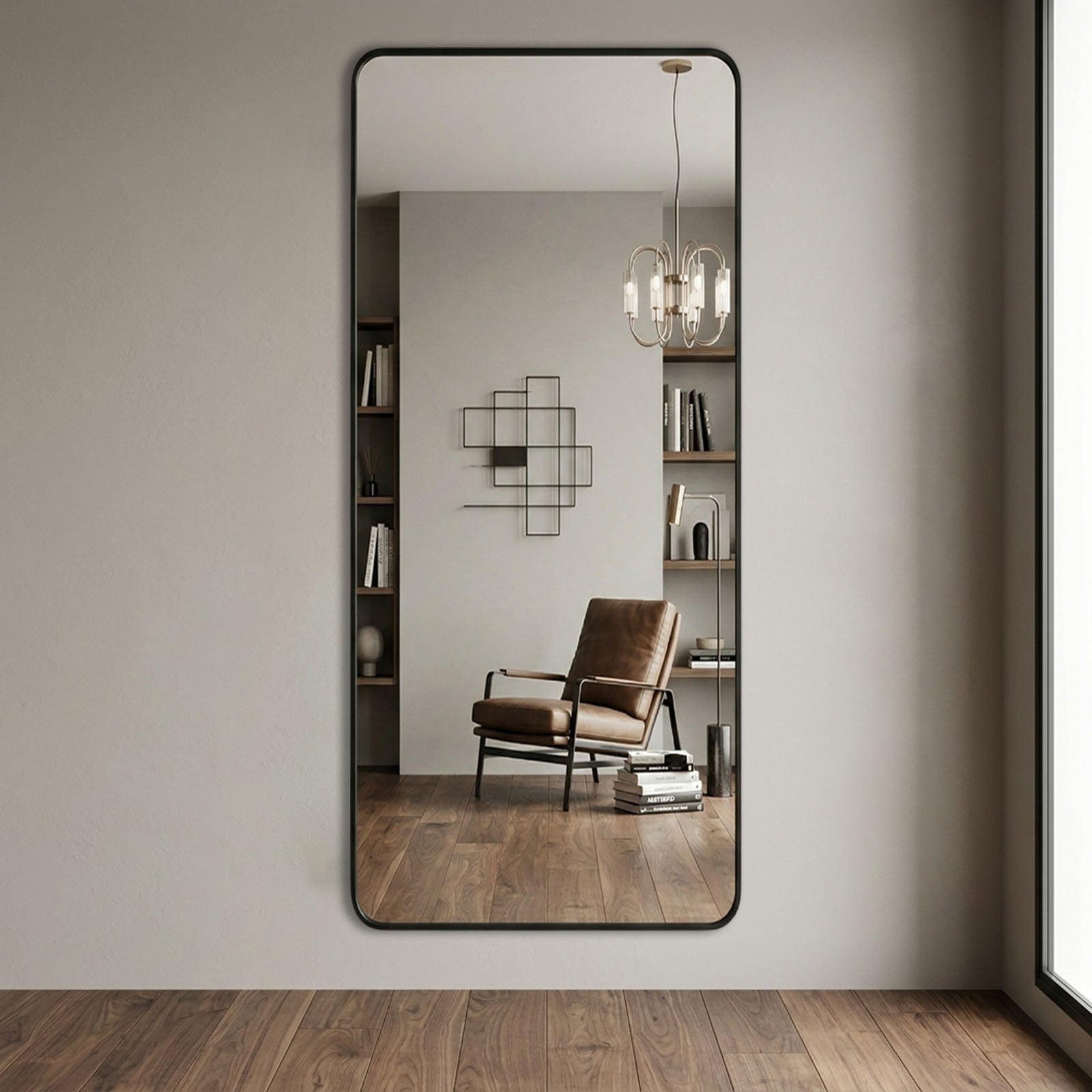 Decorhills Large Wide Full Length Mirror – 180x80cm Premium Aluminum Alloy Brushed Frame Standing & Wall-Mounted Mirror