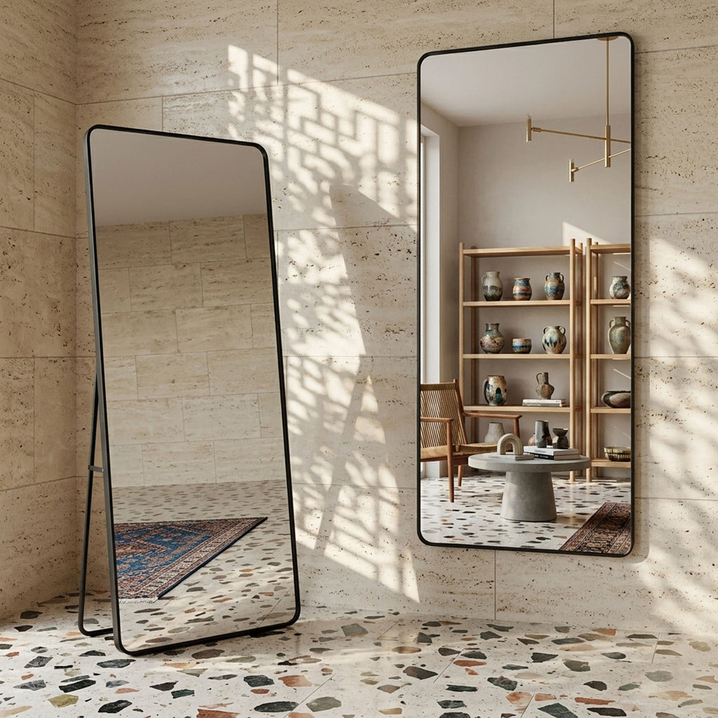 Decorhills Large Wide Full Length Mirror – 180x80cm Premium Aluminum Alloy Brushed Frame Standing & Wall-Mounted Mirror
