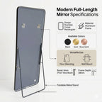 Decorhills Large Wide Full Length Mirror – 180x80cm Premium Aluminum Alloy Brushed Frame Standing & Wall-Mounted Mirror