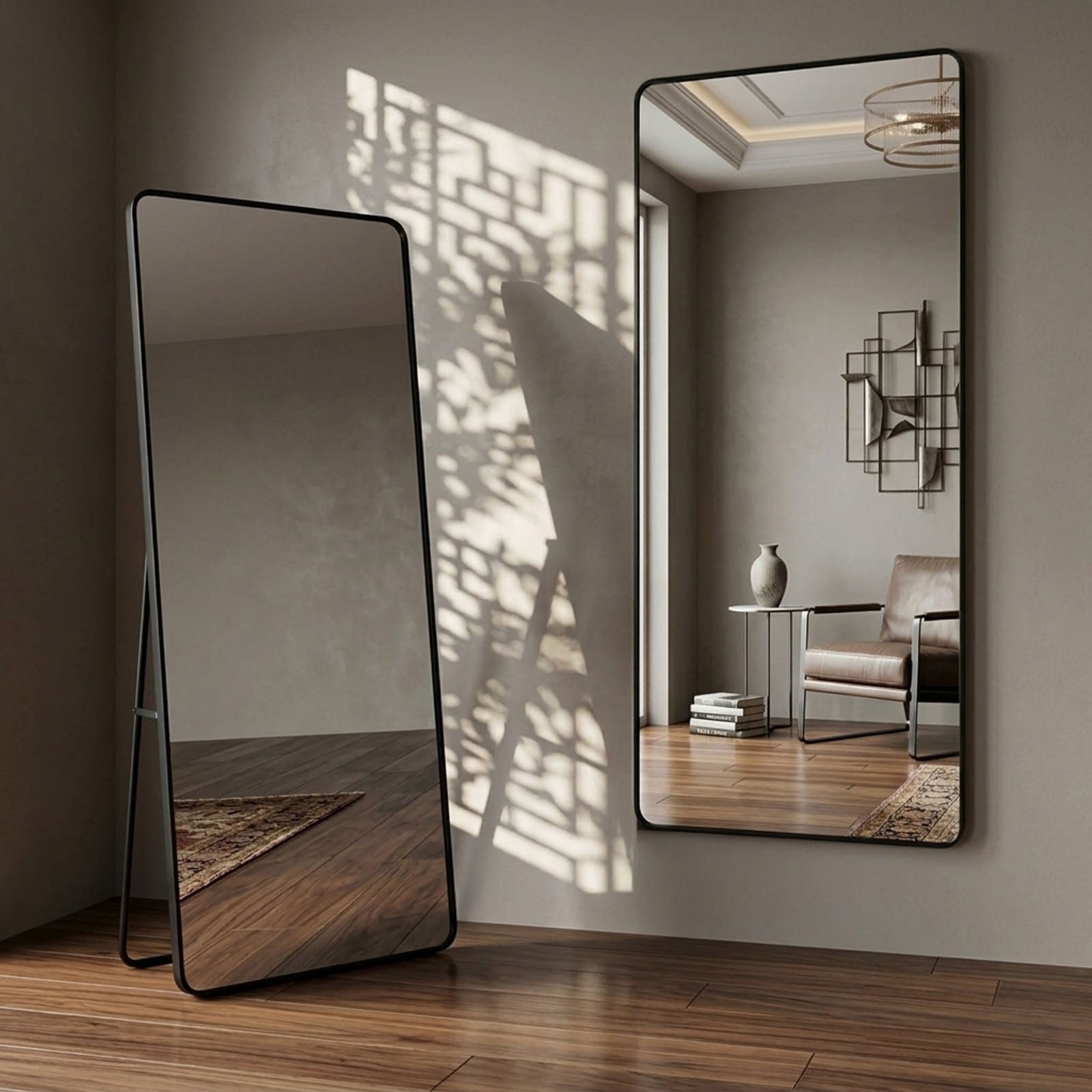 Decorhills Large Wide Full Length Mirror – 180x80cm Premium Aluminum Alloy Brushed Frame Standing & Wall-Mounted Mirror