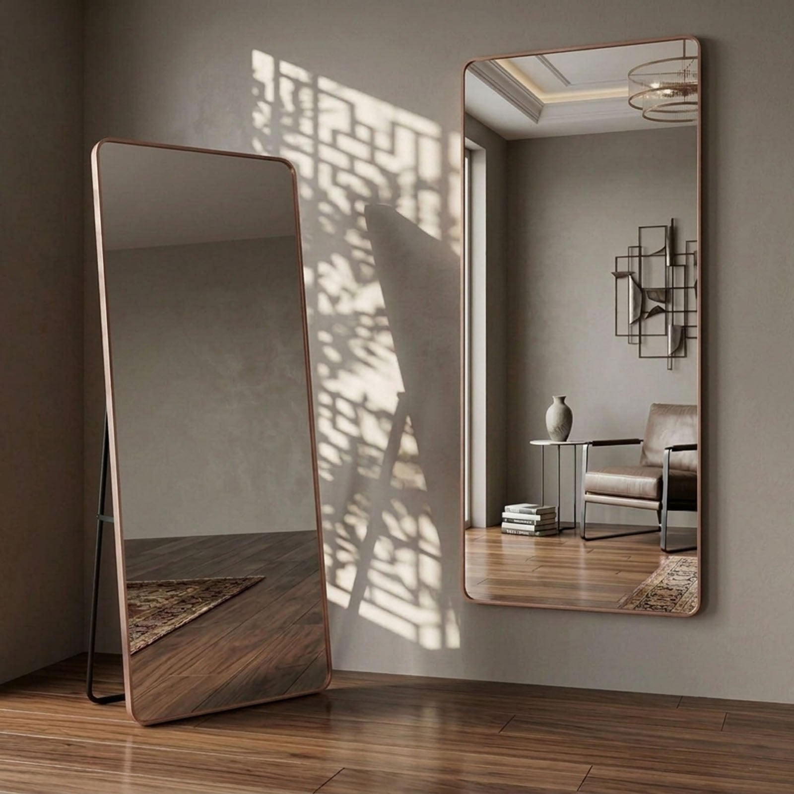 Decorhills Large Wide Full Length Mirror – 180x80cm Premium Aluminum Alloy Brushed Frame Standing & Wall-Mounted Mirror