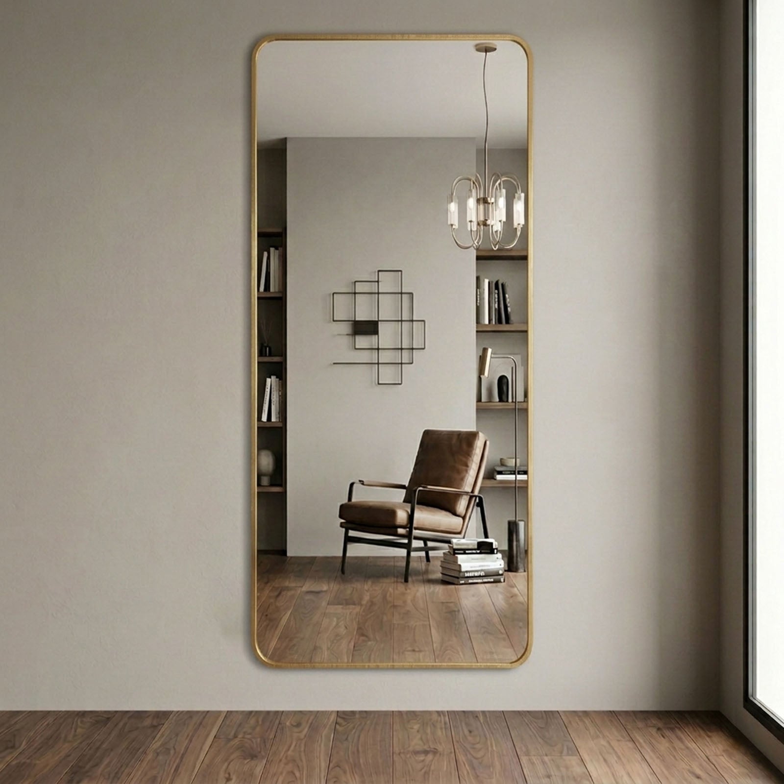 Decorhills Large Wide Full Length Mirror – 180x80cm Premium Aluminum Alloy Brushed Frame Standing & Wall-Mounted Mirror