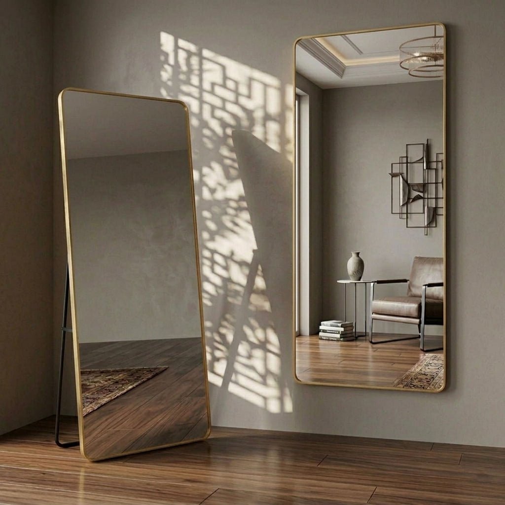 Decorhills Large Wide Full Length Mirror – 180x80cm Premium Aluminum Alloy Brushed Frame Standing & Wall-Mounted Mirror