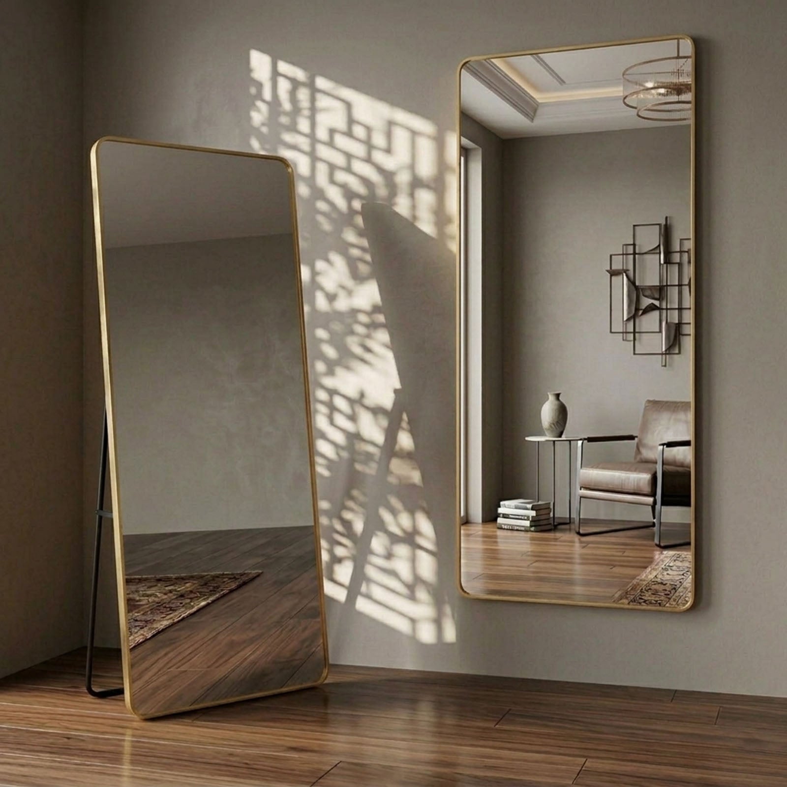 Decorhills Large Wide Full Length Mirror – 180x80cm Premium Aluminum Alloy Brushed Frame Standing & Wall-Mounted Mirror