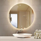 Decorhills LED Frameless Bathroom Mirror – Round Backlit Wall Mirror with Touch Switch & 3-Color Dimming Lights