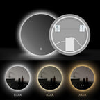 Decorhills LED Frameless Bathroom Mirror – Round Backlit Wall Mirror with Touch Switch & 3-Color Dimming Lights