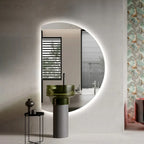 Decorhills LED Frameless Moon Shaped Bathroom Mirror 120×90cm – Touch Switch, Triple Color Light, Horizontal & Vertical Wall Mount