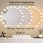 Decorhills LED Makeup Mirror 70×100cm – Round Matt Gold Aluminium Frame, Triple Color Light, Touch Switch, Wall Mounted