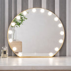 Decorhills LED Makeup Mirror 70×100cm – Round Matt Gold Aluminium Frame, Triple Color Light, Touch Switch, Wall Mounted