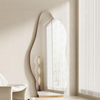 Decorhills Irregular Frameless Full Length Mirror – Standing, Leaning or Wall Mounted Dressing Mirror with Stand
