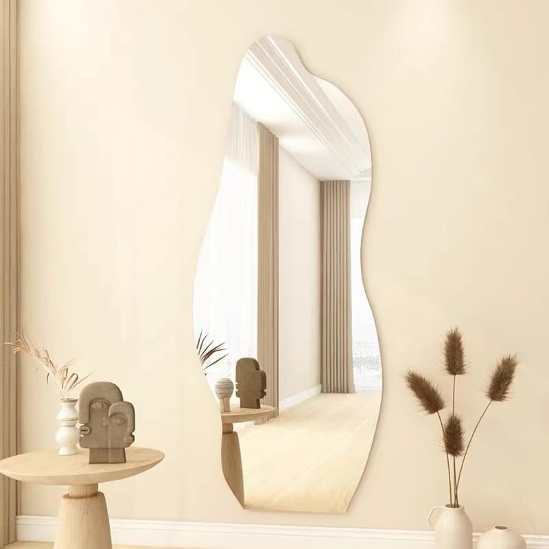 Decorhills Irregular Frameless Full Length Mirror – Standing, Leaning or Wall Mounted Dressing Mirror with Stand