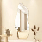 Decorhills Irregular Frameless Full Length Mirror – Standing, Leaning or Wall Mounted Dressing Mirror with Stand