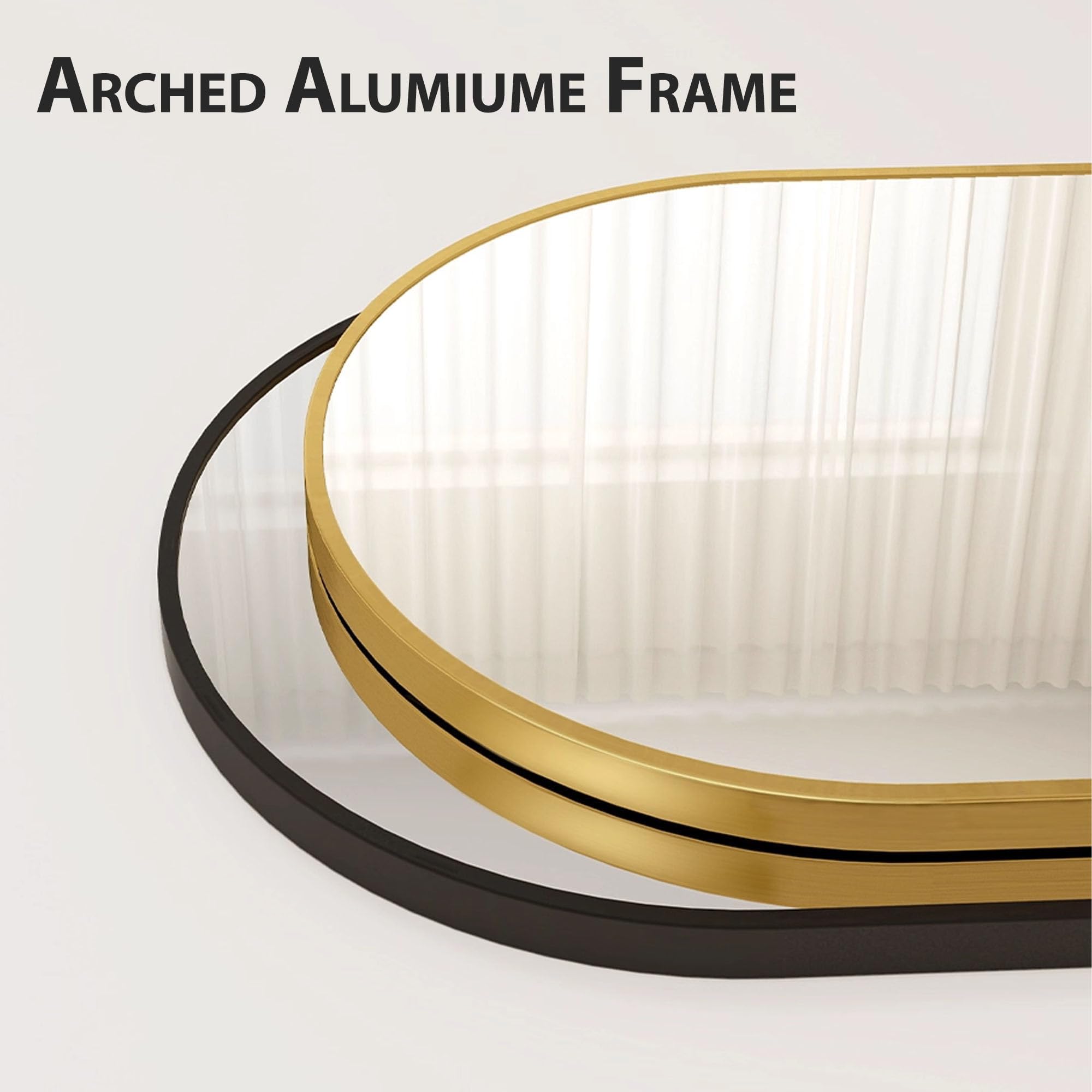 Decorhills Arched Full Length Mirror 157×47 cm – Aluminum Alloy Frame with Foldable Stand