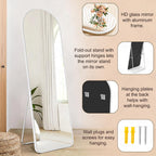 Decorhills Arched Full Length Mirror 157×47 cm – Aluminum Alloy Frame with Foldable Stand
