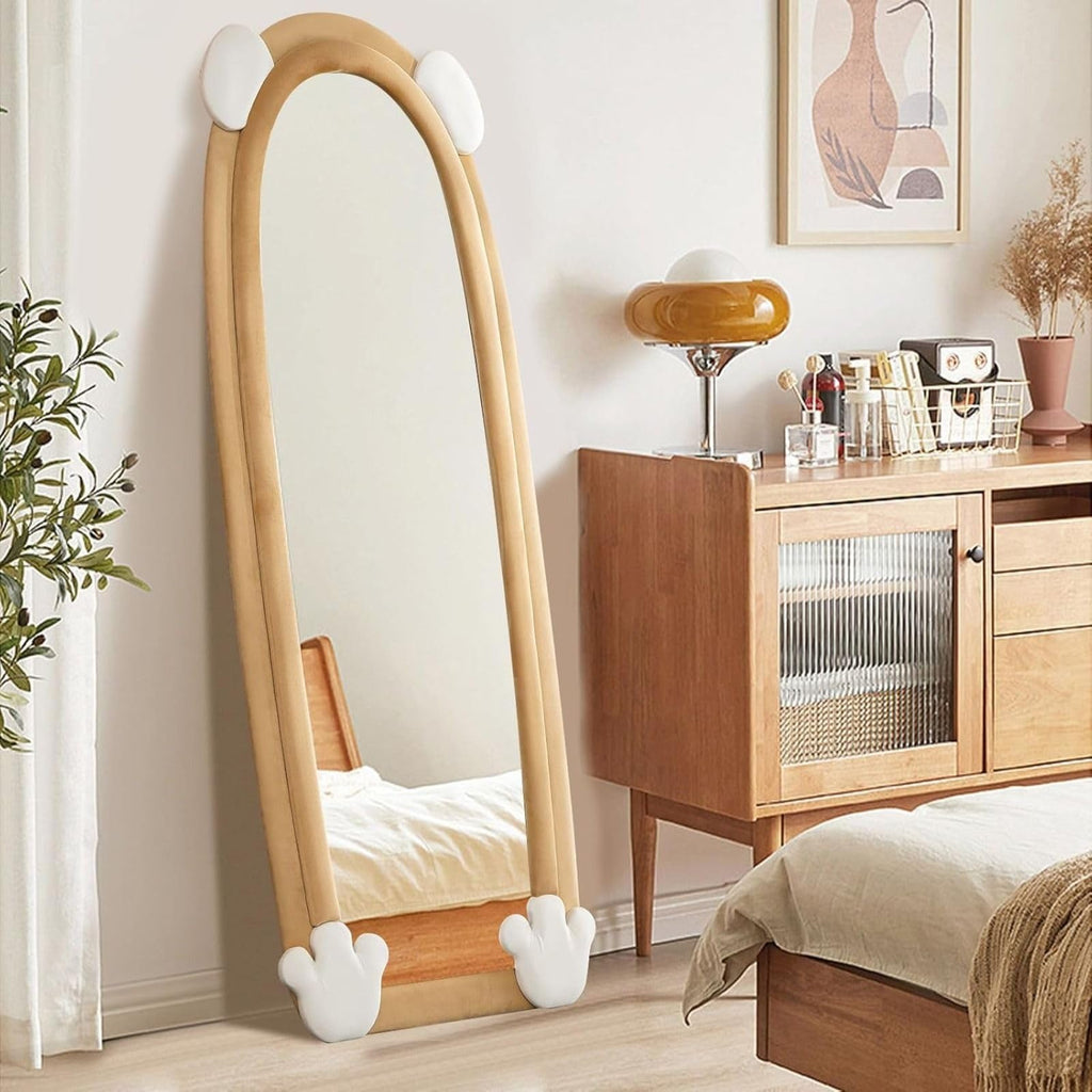 Decorhills Bear-Themed Full Length Mirror – Velvet Frame | Standing & Wall Mounted