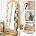 Decorhills Double Layer Wavy Full Length Mirror – Velvet Fabric  Flannel Frame | Standing & Wall Mounted