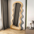 Decorhills Double Layer Wavy Full Length Mirror – Velvet Fabric  Flannel Frame | Standing & Wall Mounted